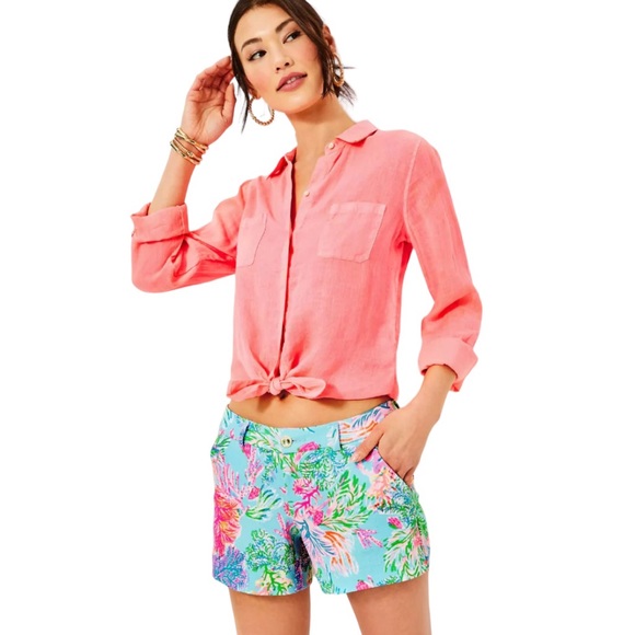 Lilly Pulitzer - 5" Callahan Knit Short - Sz 16 - Celestial Blue Cay To My Heart - Picture 1 of 4